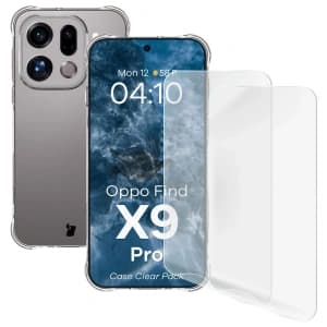 Bizon Case Clear Pack Hülle + 2x Bildschirmfolie Oppo Find X9 Pro 
