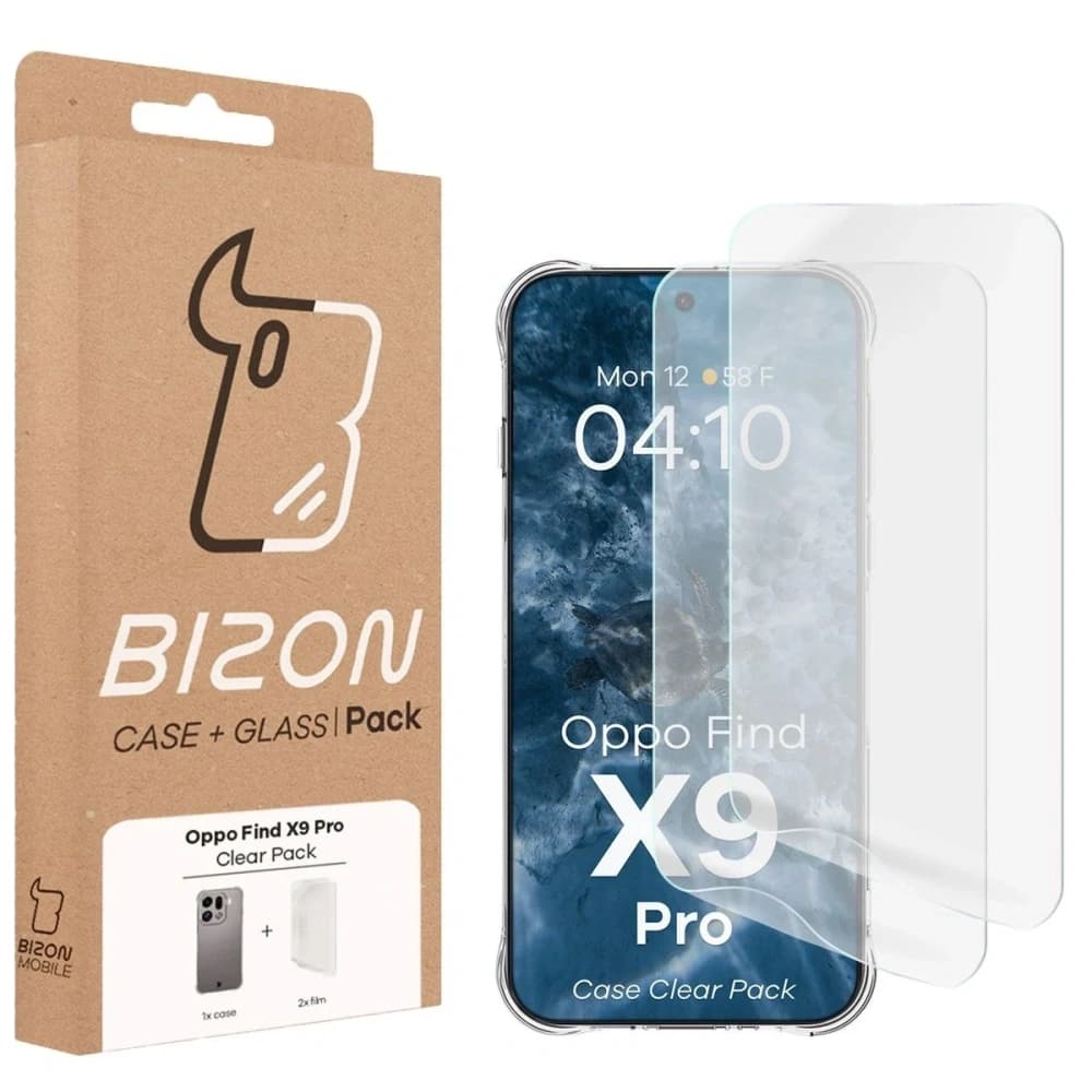 Bizon Case Clear Pack Hülle + 2x Bildschirmfolie Oppo Find X9 Pro 
 - 9