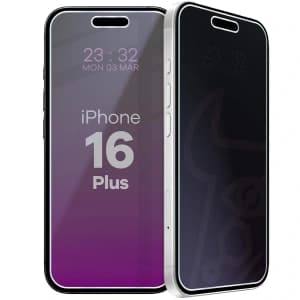 Datenschutz-Hybridglas Bizon Glass Mule Shadow für iPhone 16 Plus, matt 
