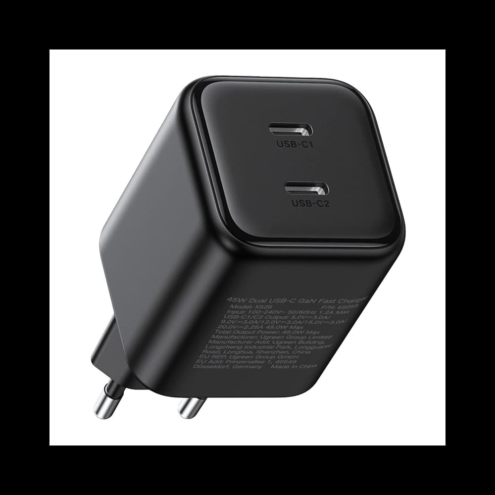 UGREEN Dual Charger 2xUSB-C GaN 45W X526 (schwarz)
 - 1