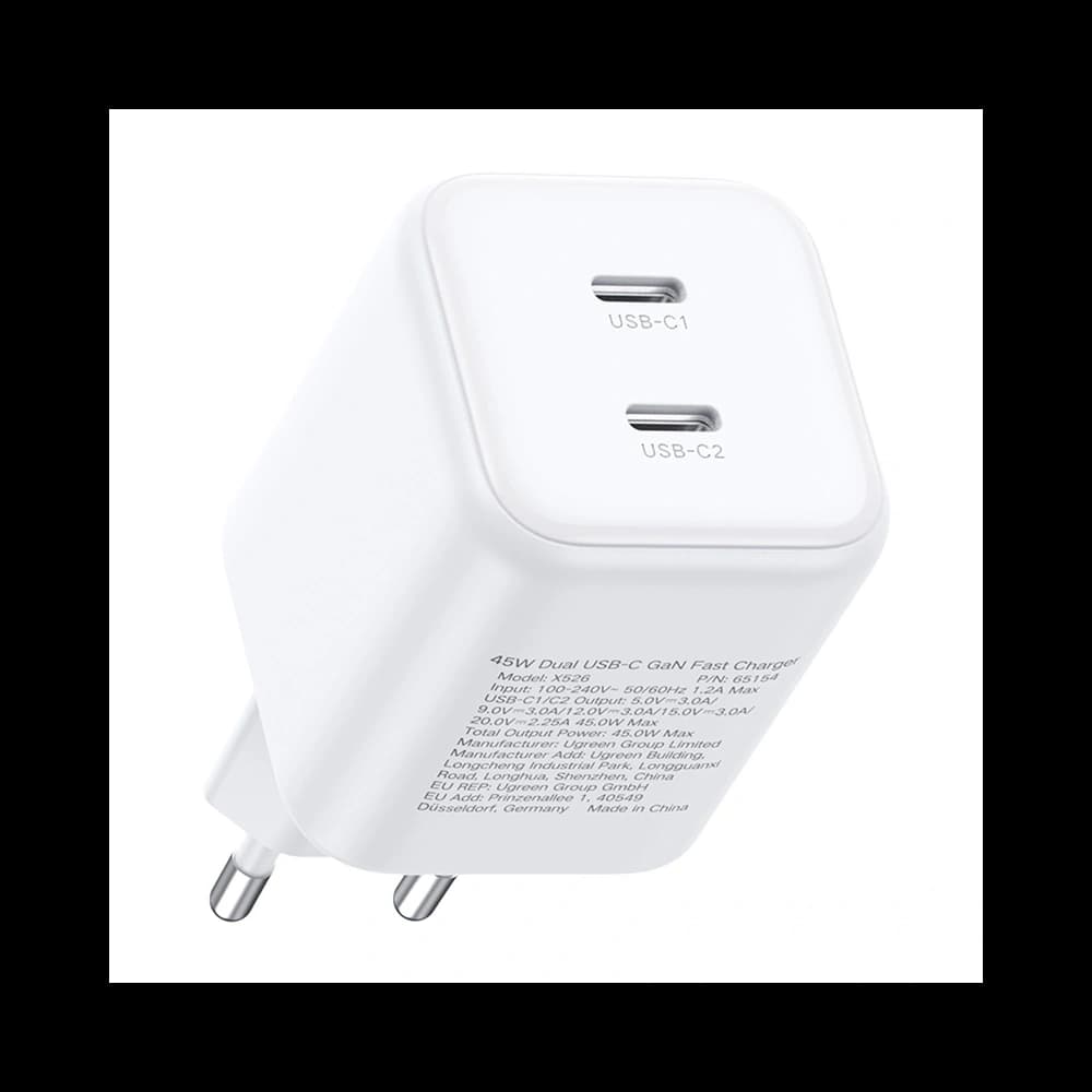 UGREEN Dual Charger 2xUSB-C GaN 45W X526 (white) - 1
