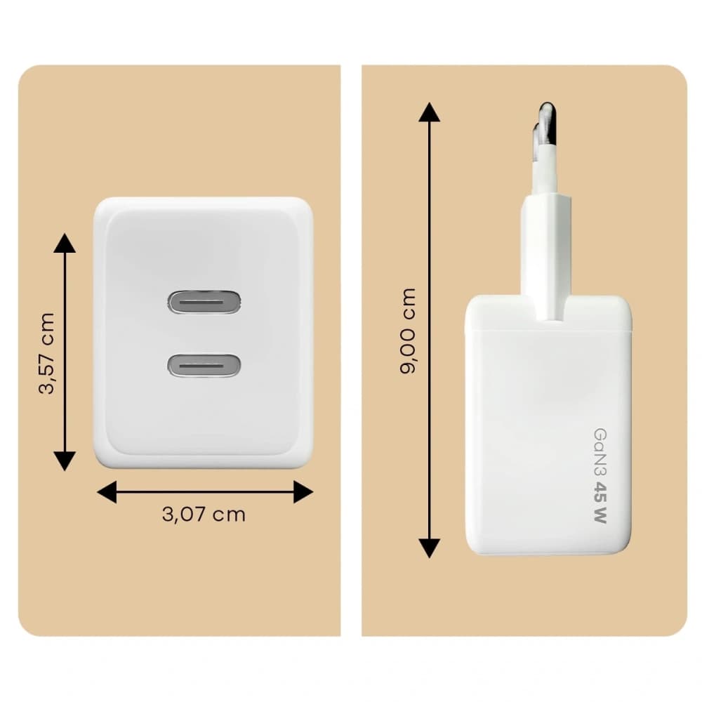 Bizon Charger VT-36B 45W 2xUSB-C PD QC 4.0 GAN3 white - 11