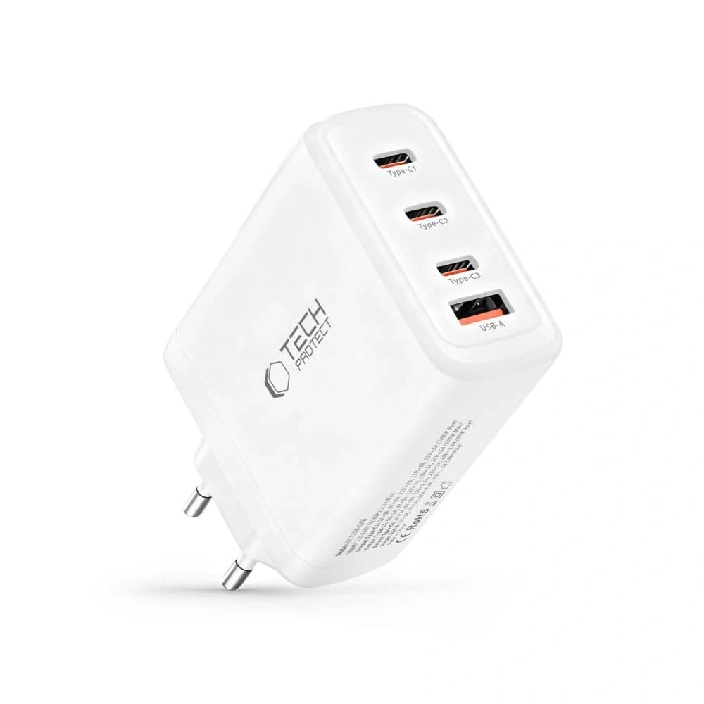 Tech-Protect NC120W-GAN 4-port Network Charger PD 120W / QC3.0 White - 2