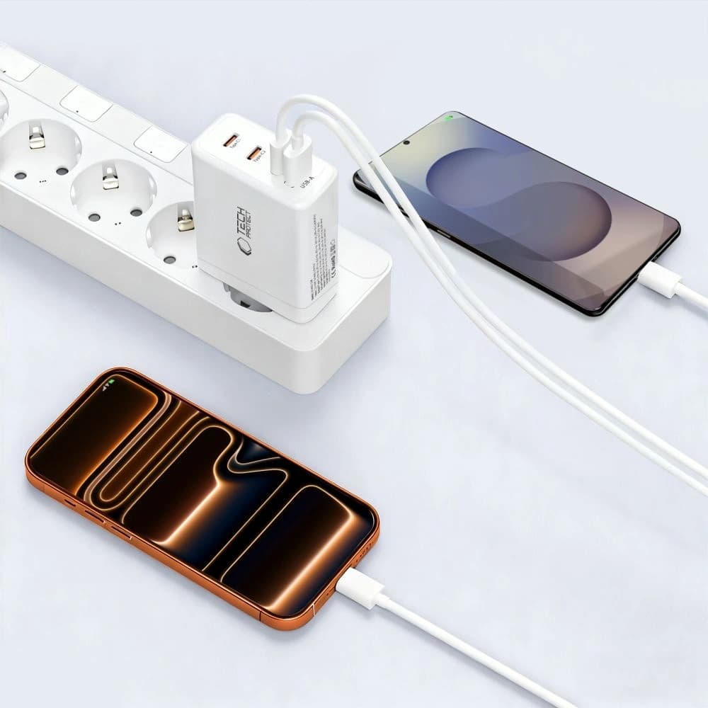 Tech-Protect NC140W-GAN 4-port Network Charger PD 140W / QC3.0 White - 8