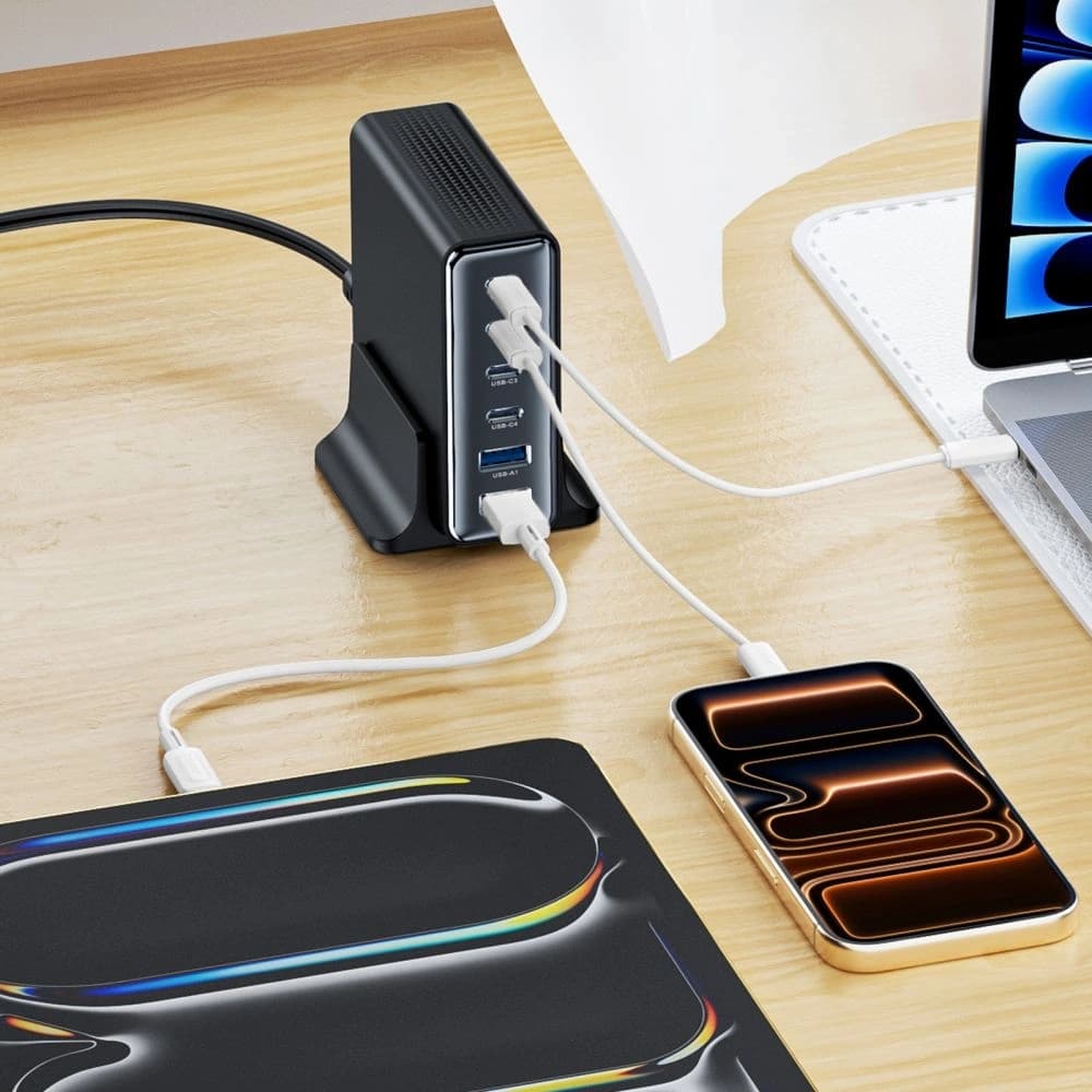 Tech-Protect DC160W-GAN 6-port Desktop Charger PD 160W / QC3.0 Black - 5