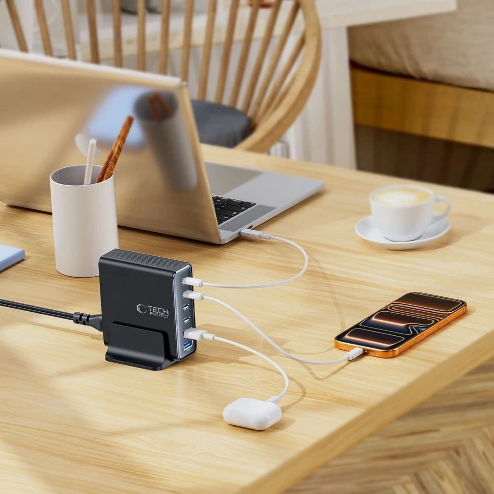 Tech-Protect DC160W-GAN 6-port Desktop Charger PD 160W / QC3.0 Black - 6