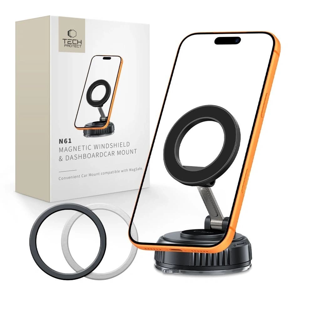 Tech-Protect N61 Magnetic MagSafe Windshield & Dashboard Car Mount Black - 1