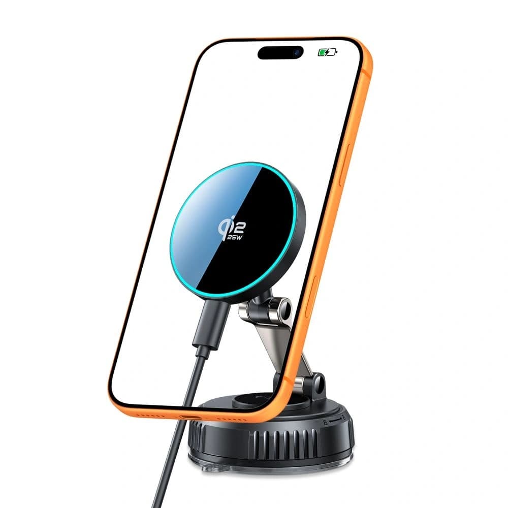 Tech-Protect MM25W-V8 Qi2.2 Magnetic MagSafe Windshield & Dashboard Car Mount Wireless Charger 25W Black - 2