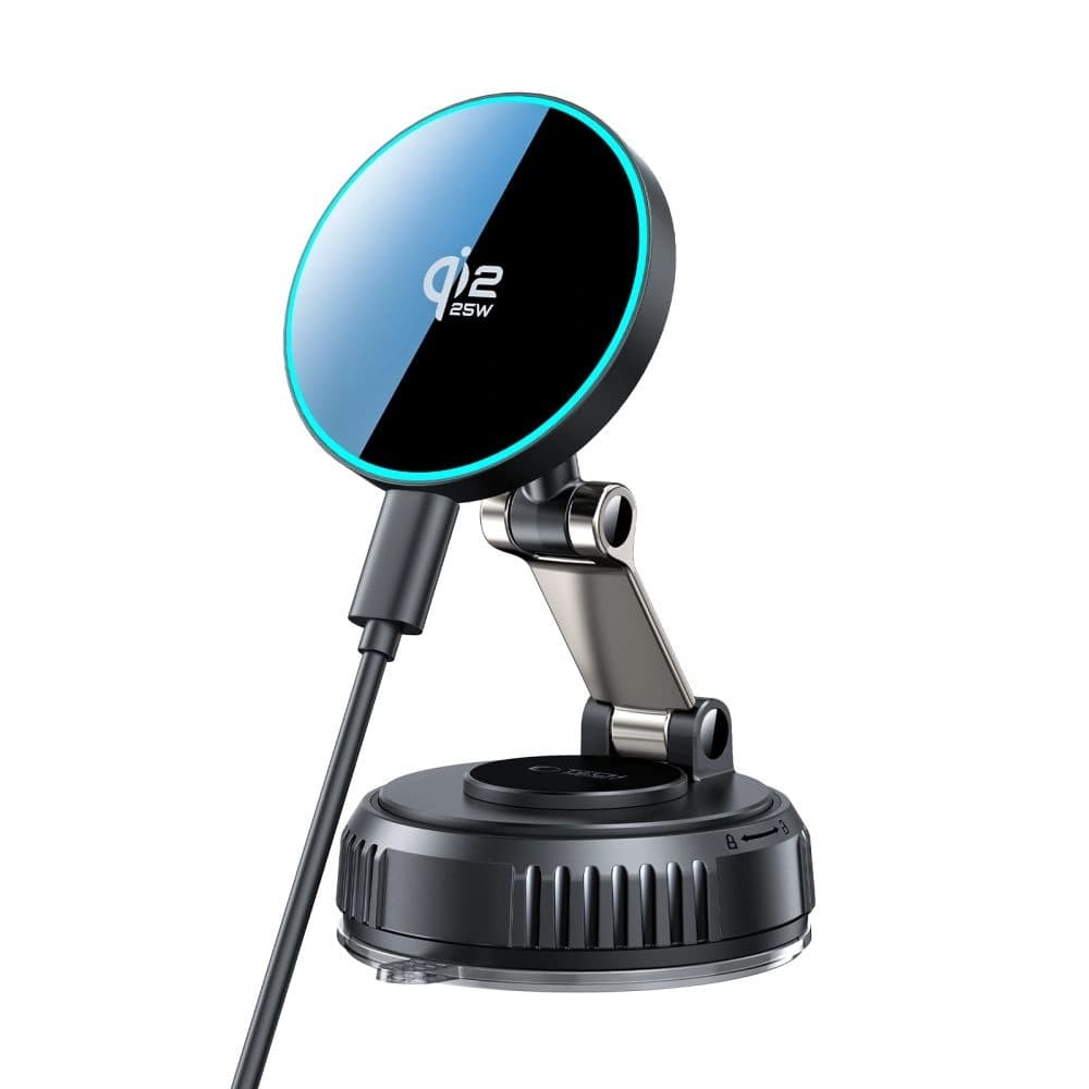 Tech-Protect MM25W-V8 Qi2.2 Magnetic MagSafe Windshield & Dashboard Car Mount Wireless Charger 25W Black - 3