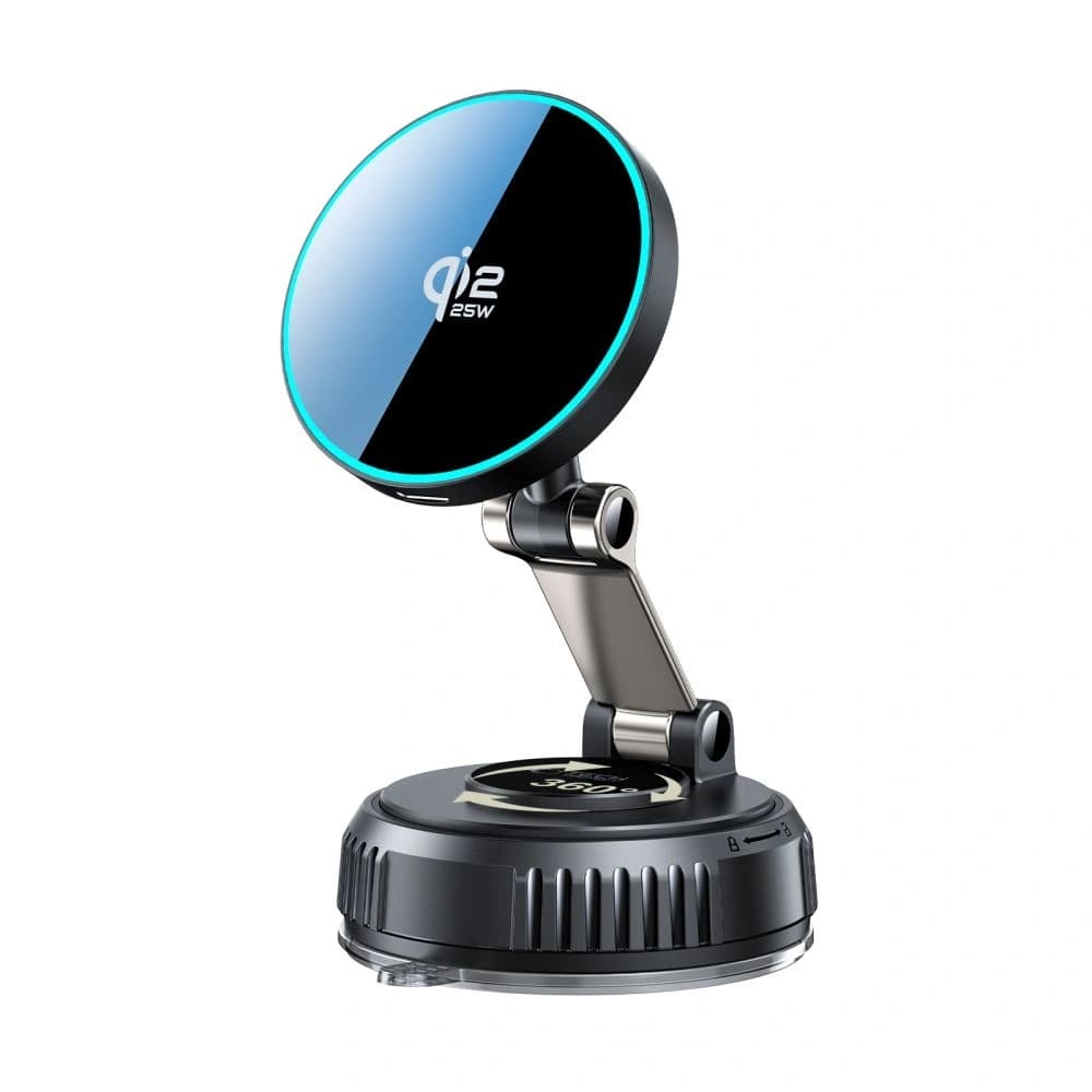 Tech-Protect MM25W-V8 Qi2.2 Magnetic MagSafe Windshield & Dashboard Car Mount Wireless Charger 25W Black - 4