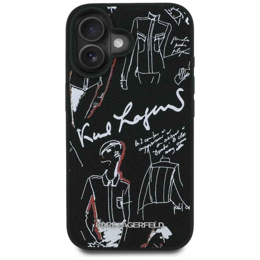 Karl Lagerfeld Grained Pattern & Logo MagSafe Apple iPhone 16 black - 3