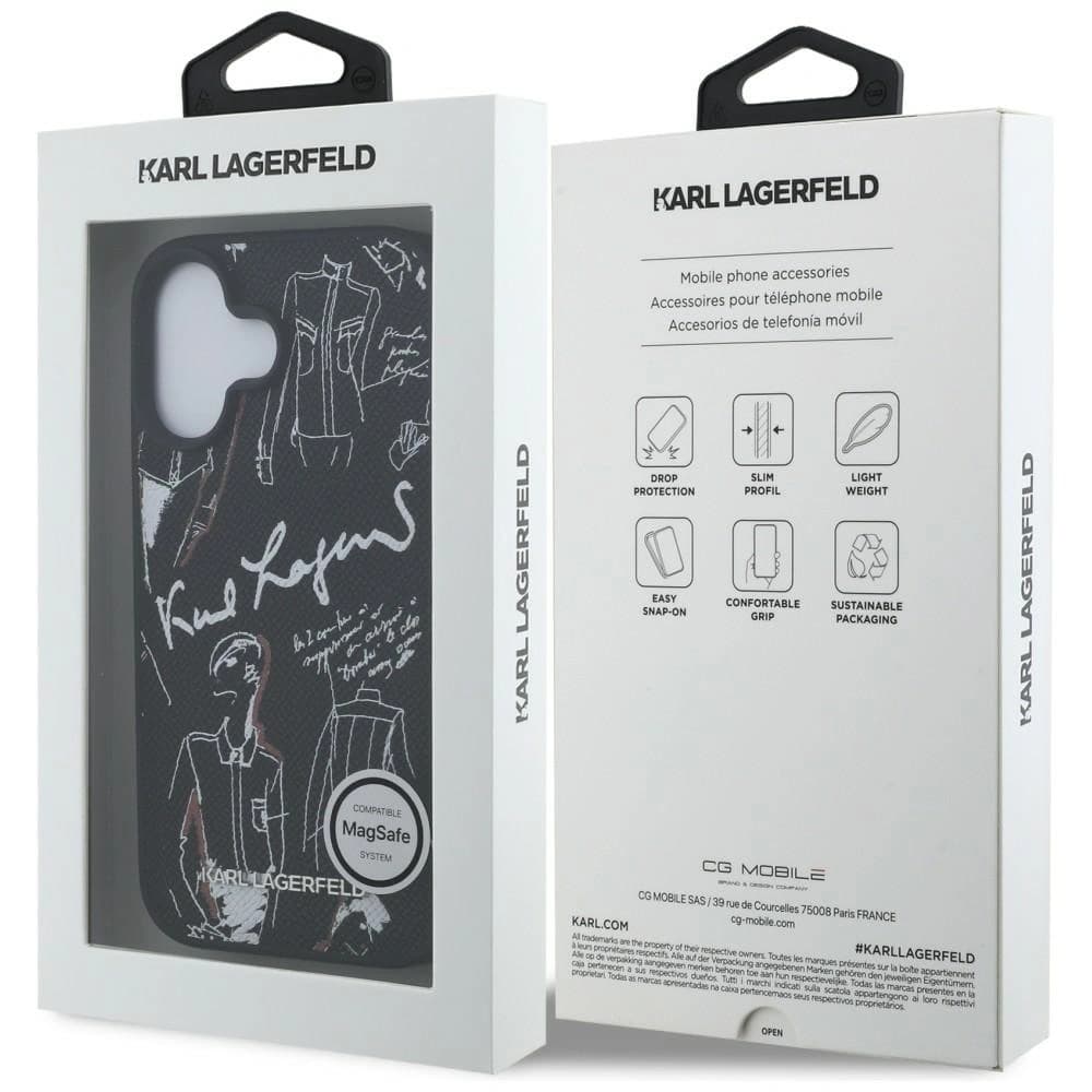 Karl Lagerfeld Grained Pattern & Logo MagSafe Apple iPhone 16 black - 8