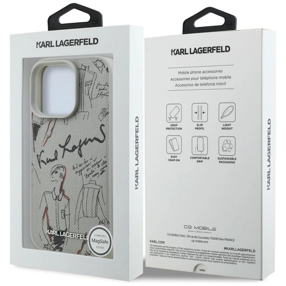 Karl Lagerfeld Geprägtes Muster & Logo MagSafe Apple iPhone 16 Pro Max grau
 - 8