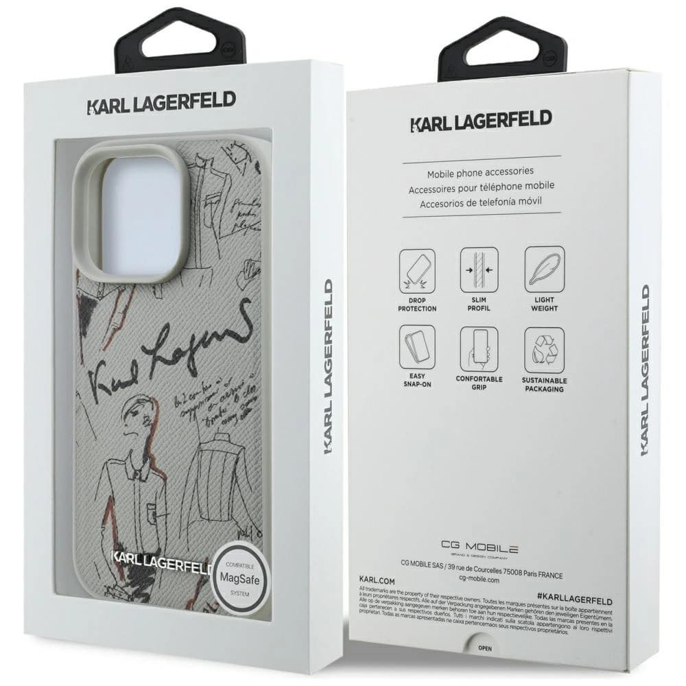 Karl Lagerfeld Geprägtes Muster & Logo MagSafe Apple iPhone 16 Pro grau
 - 8