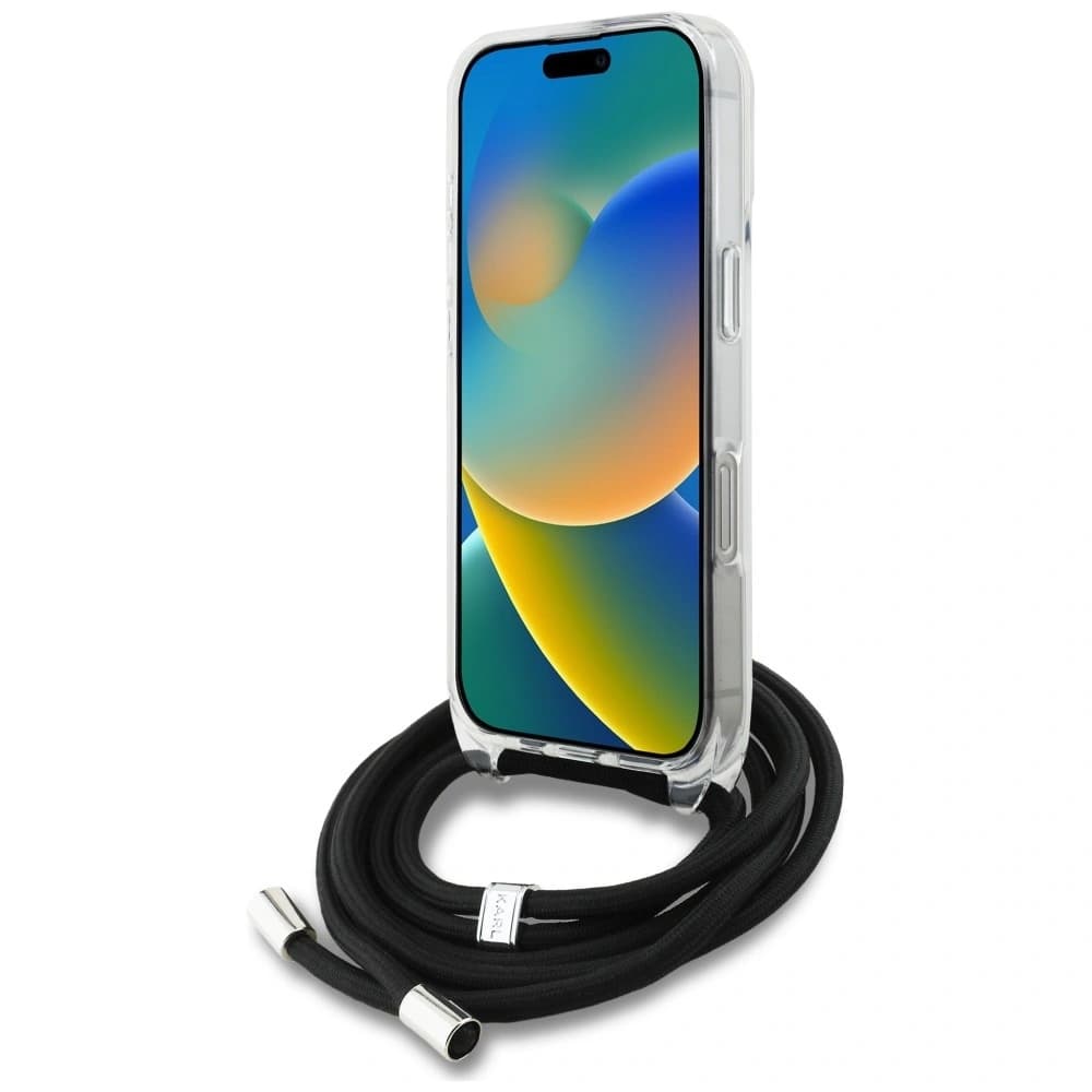 Karl Lagerfeld IML Umhängetasche Karl&Choupette Kopf Apple iPhone 16 Pro weiß
 - 4