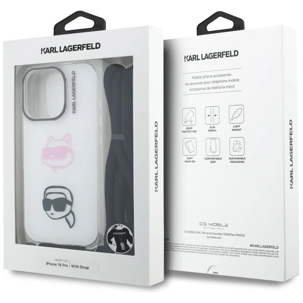 Karl Lagerfeld IML Umhängetasche Karl&Choupette Kopf Apple iPhone 16 Pro weiß
 - 7