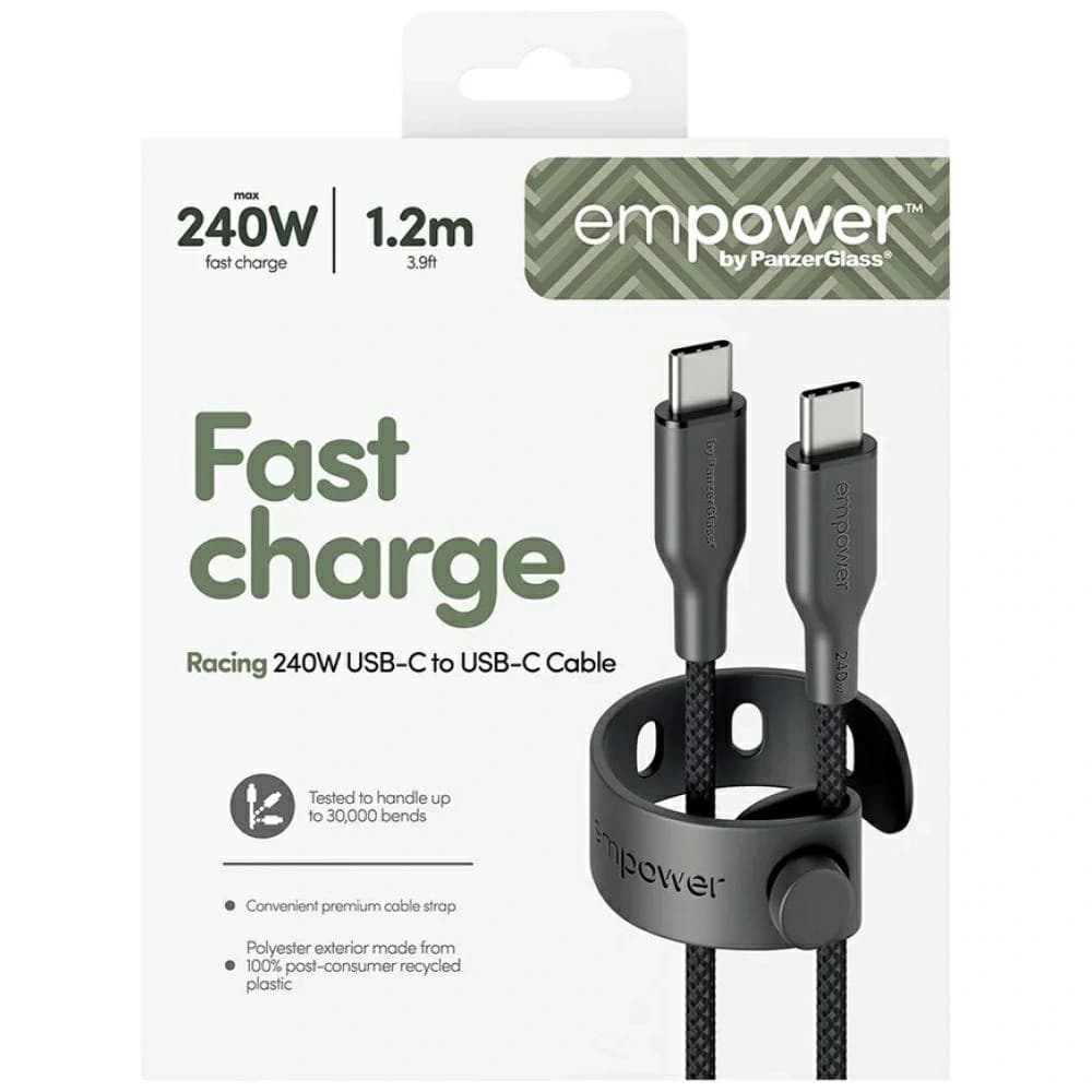 Kabel Empower by PanzerGlass Racing 240W USB-C / USB-C 1.2m czarny - 6