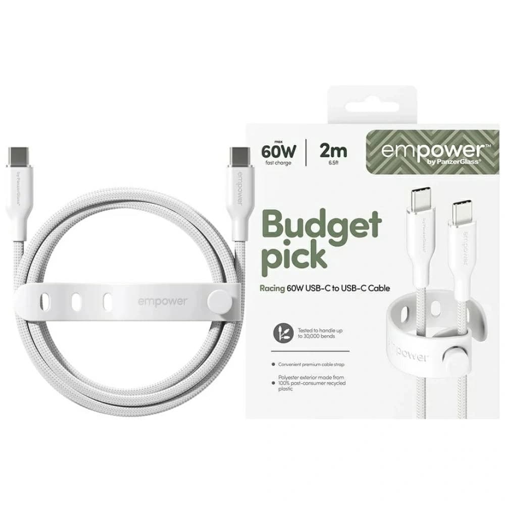 Kabel von PanzerGlass Racing Empower 60W USB-C / USB-C 2m silber-weiß
 - 1
