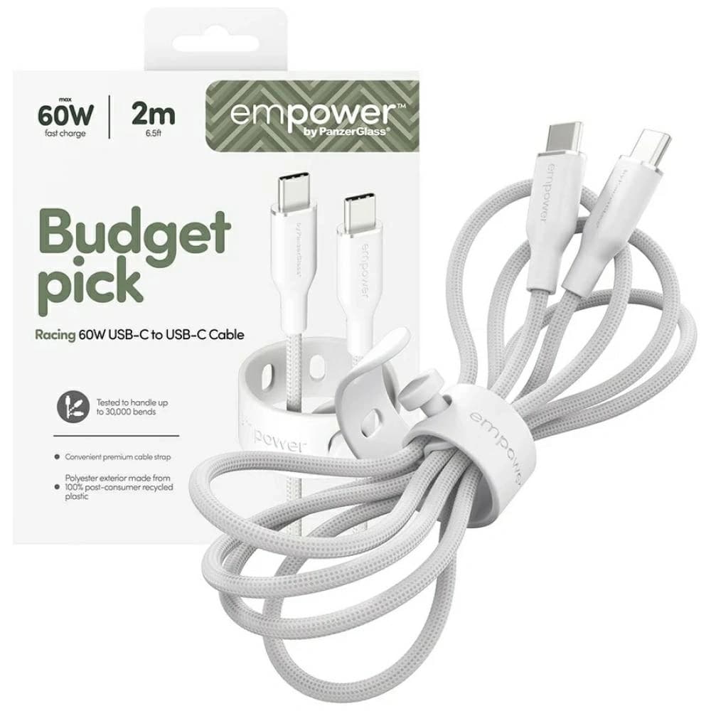 Kabel von PanzerGlass Racing Empower 60W USB-C / USB-C 2m silber-weiß
 - 5