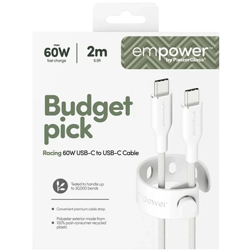 Kabel von PanzerGlass Racing Empower 60W USB-C / USB-C 2m silber-weiß
 - 6