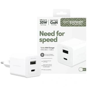 Empower by PanzerGlass Turbo 35W USB-A, USB-C Silver-White Wall Charger