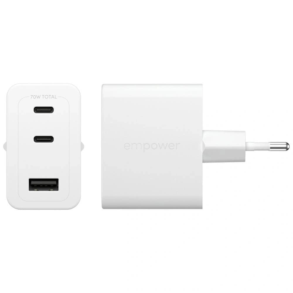 Empower by PanzerGlass Turbo 70W 2xUSB-C USB-A Silver-White Wall Charger - 3