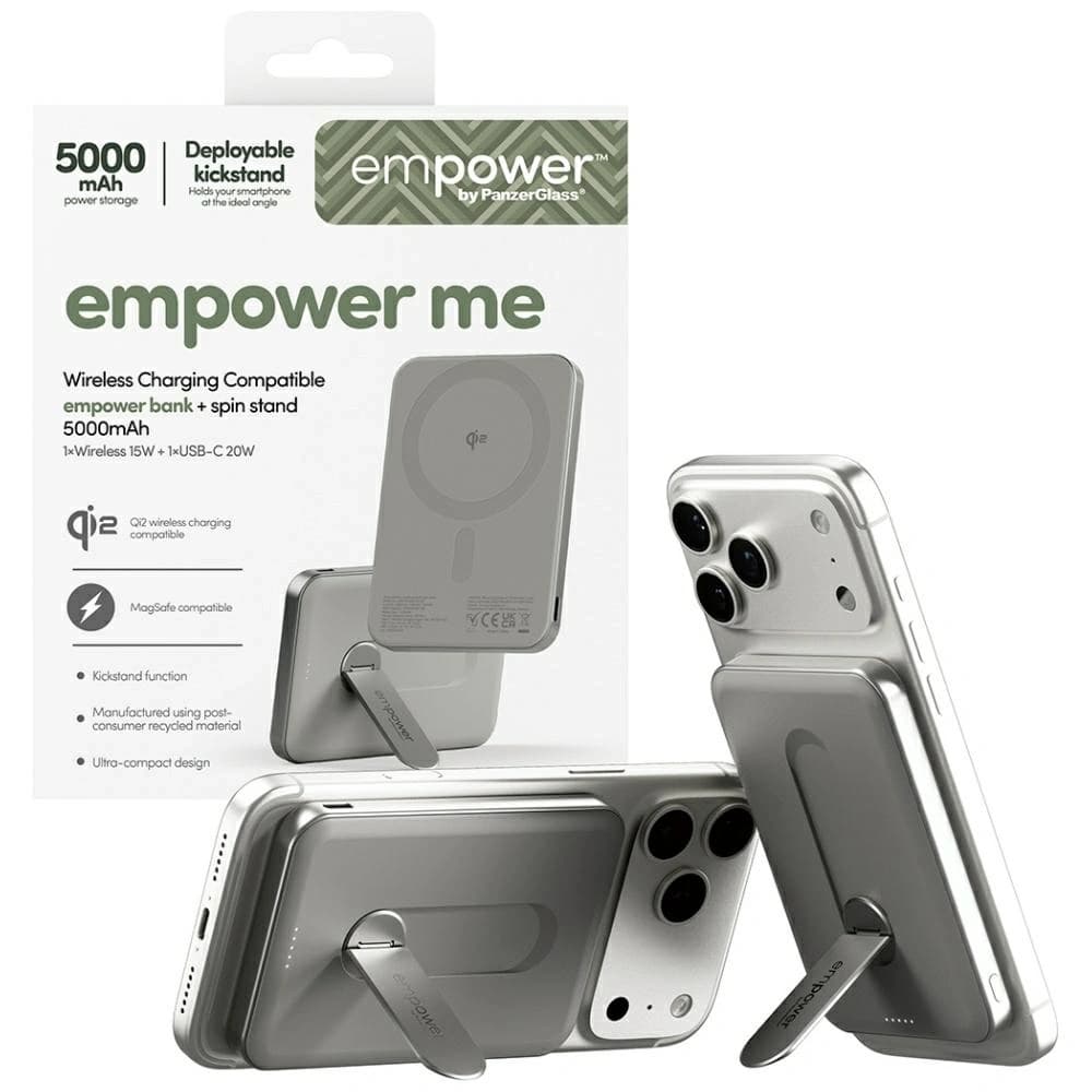 Empower Power Bank von PanzerGlass Bank mit Drehständer 5000mAh Titan
 - 5