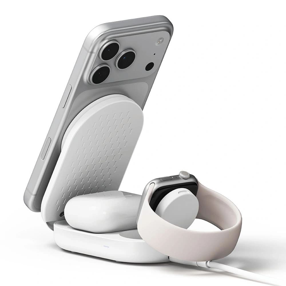 Ringke Qi2.2 25w 3in1 Magnetic MagSafe Wireless Folding Charger White - 3