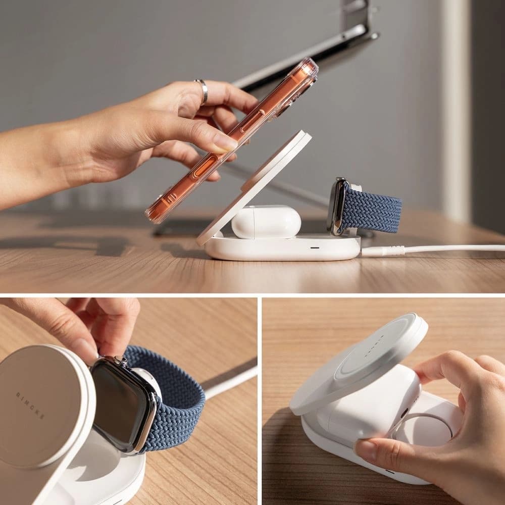 Ringke Qi2.2 25w 3in1 Magnetic MagSafe Wireless Folding Charger White - 5