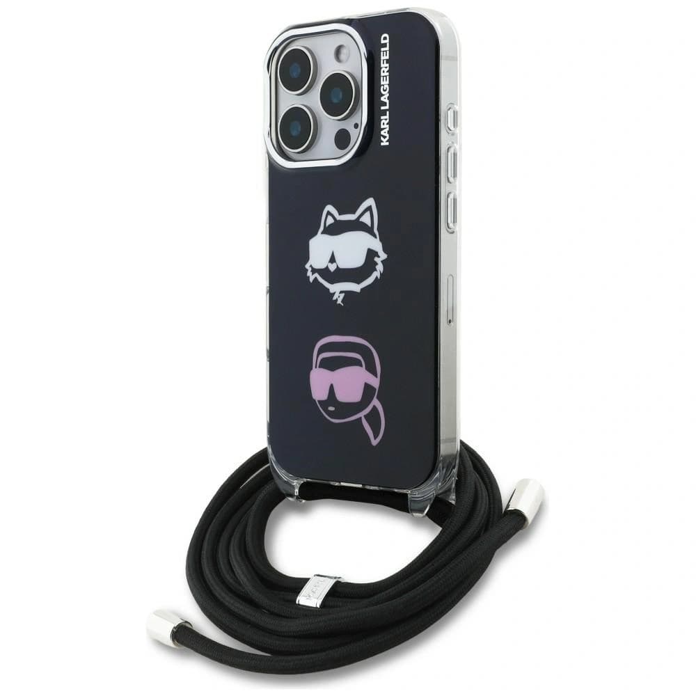 Karl Lagerfeld IML Umhängetasche Karl&Choupette Kopf Apple iPhone 16 Pro schwarz
 - 1