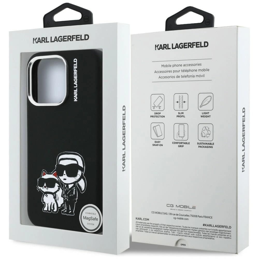 Karl Lagerfeld Silicone Karl&Choupette Sketch MagSafe Apple iPhone 16 Pro black - 8