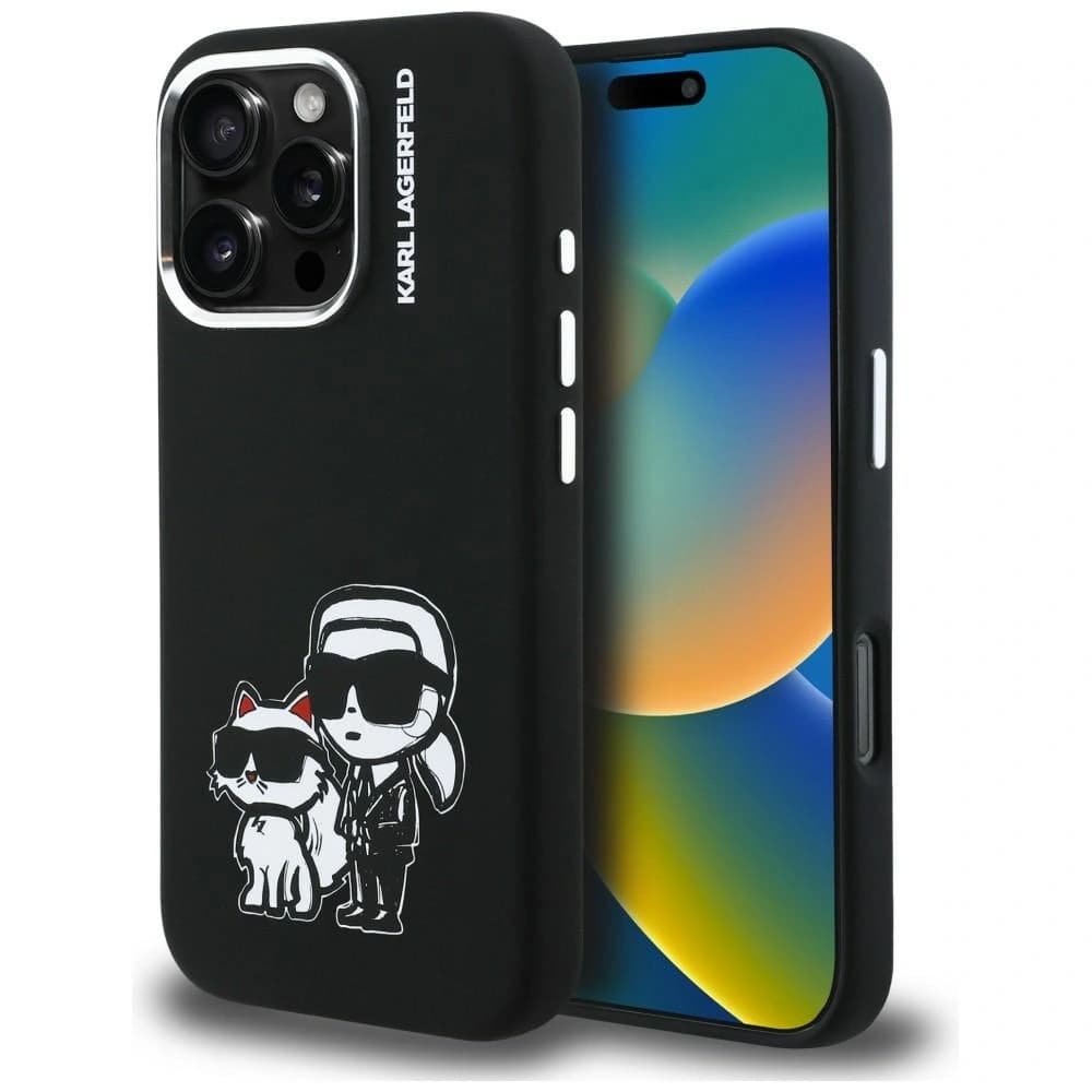 Karl Lagerfeld Silicone Karl&Choupette Sketch MagSafe Apple iPhone 16 Pro Max black - 1