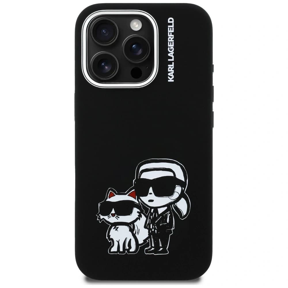 Karl Lagerfeld Silicone Karl&Choupette Sketch MagSafe Apple iPhone 16 Pro Max black - 3