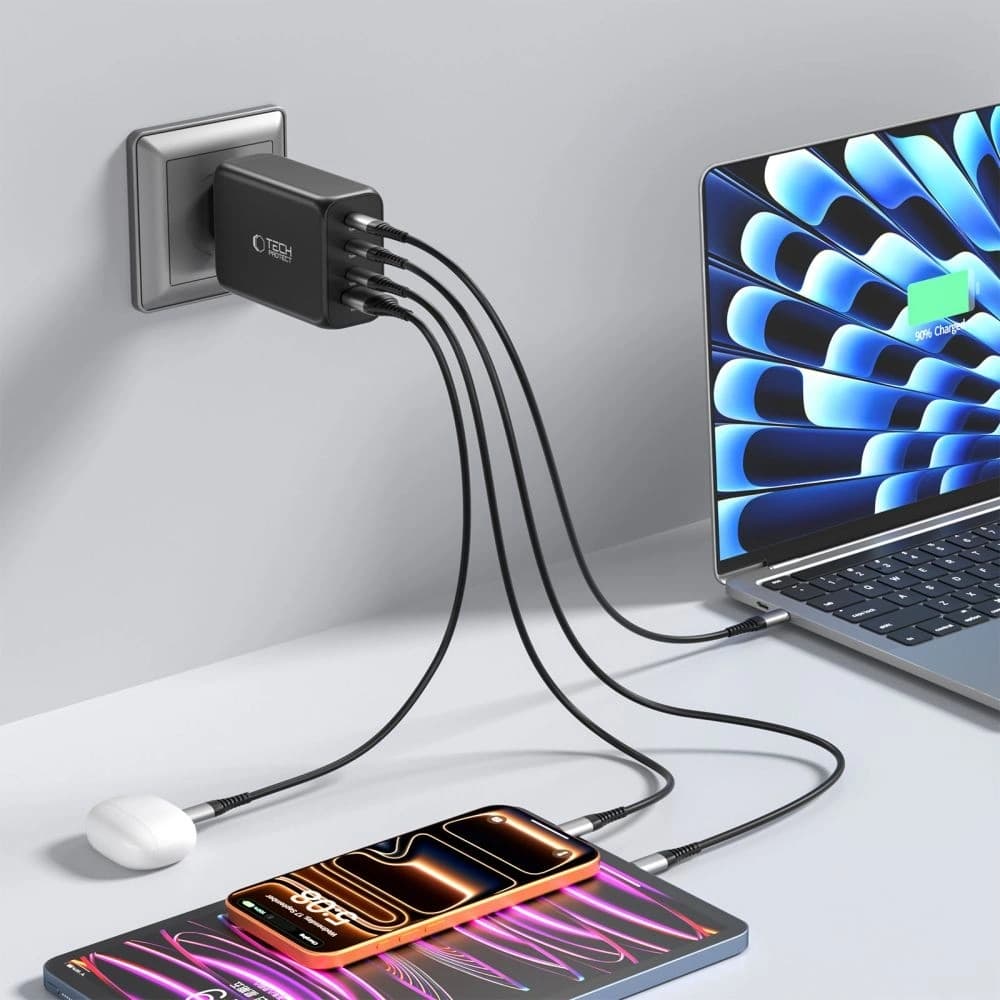 Tech-Protect NC240W-GAN 4-port Network Charger PD 240W / QC3.0 Black - 7