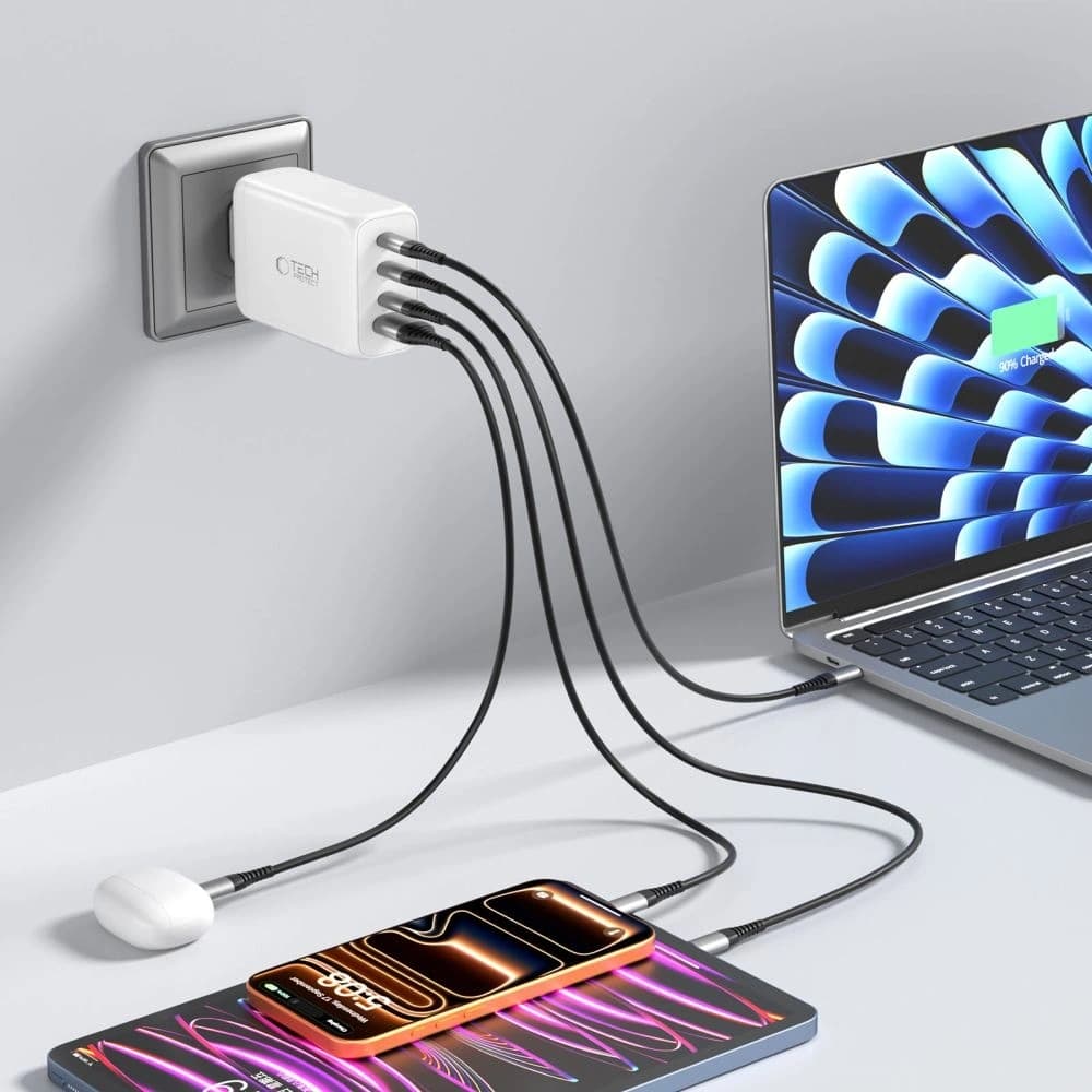 Tech-Protect NC240W-GAN 4-port Network Charger PD 240W / QC3.0 White - 7