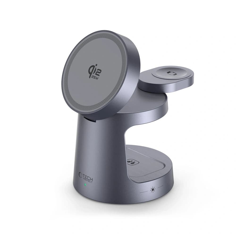 Tech-Protect QI2.2-25W-A48 3in1 Magnetic MagSafe Wireless Charger Dark Grey - 3