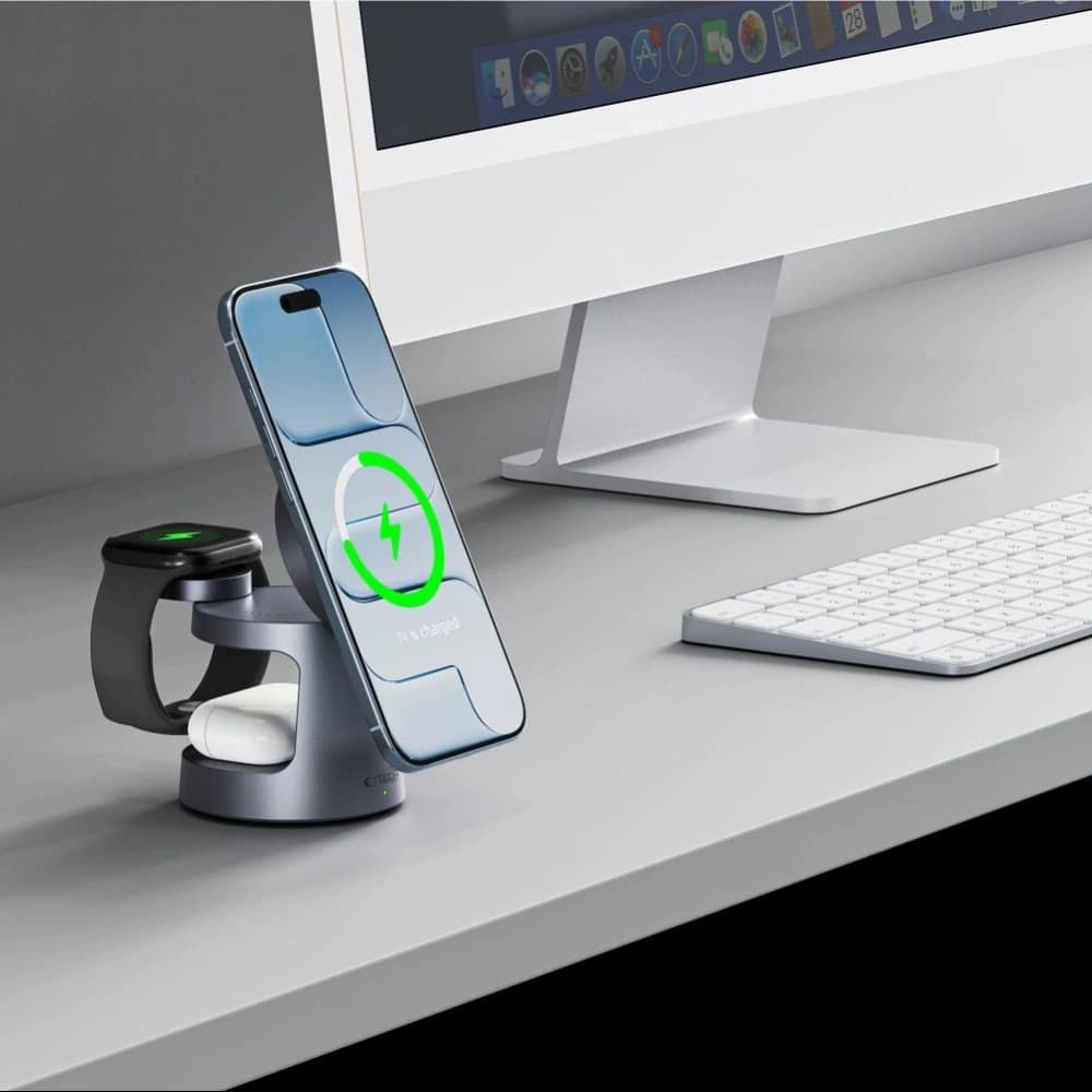 Tech-Protect QI2.2-25W-A48 3in1 Magnetic MagSafe Wireless Charger Dark Grey - 9