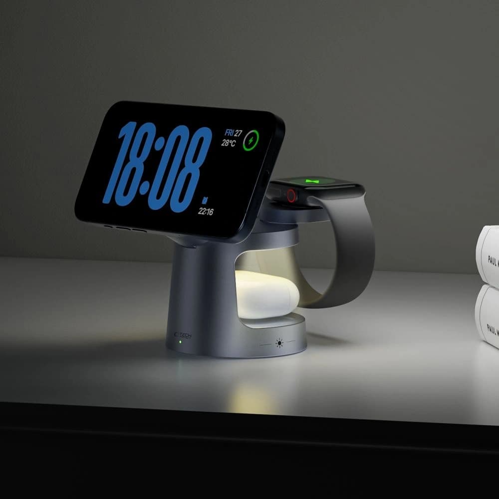 Tech-Protect QI2.2-25W-A48 3in1 Magnetic MagSafe Wireless Charger Dark Grey - 10