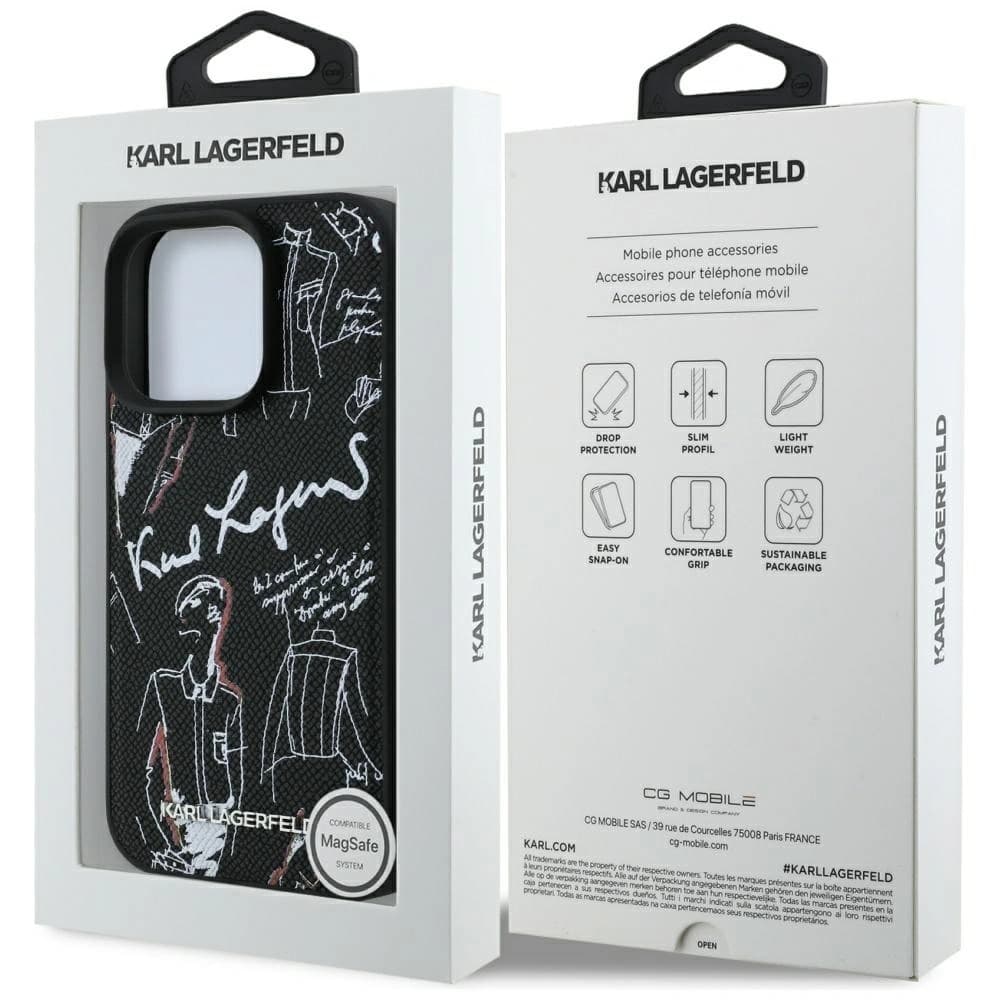 Karl Lagerfeld Grained Pattern & Logo MagSafe Apple iPhone 16 Pro Max black - 8