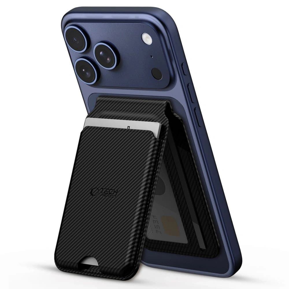 Tech-Protect MagWallet Stand MagSafe Universeller Magnetkartenhalter Carbon
 - 1