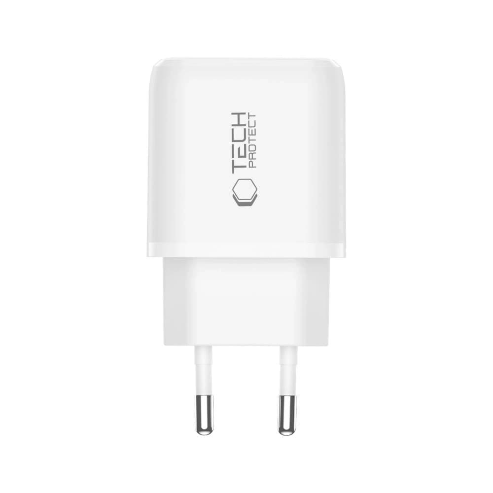 Ładowarka sieciowa Tech-Protect NCA45W-GAN USB-A, USB-C Network Charger PD 45W / QC3.0 + USB-C Cable White - 4