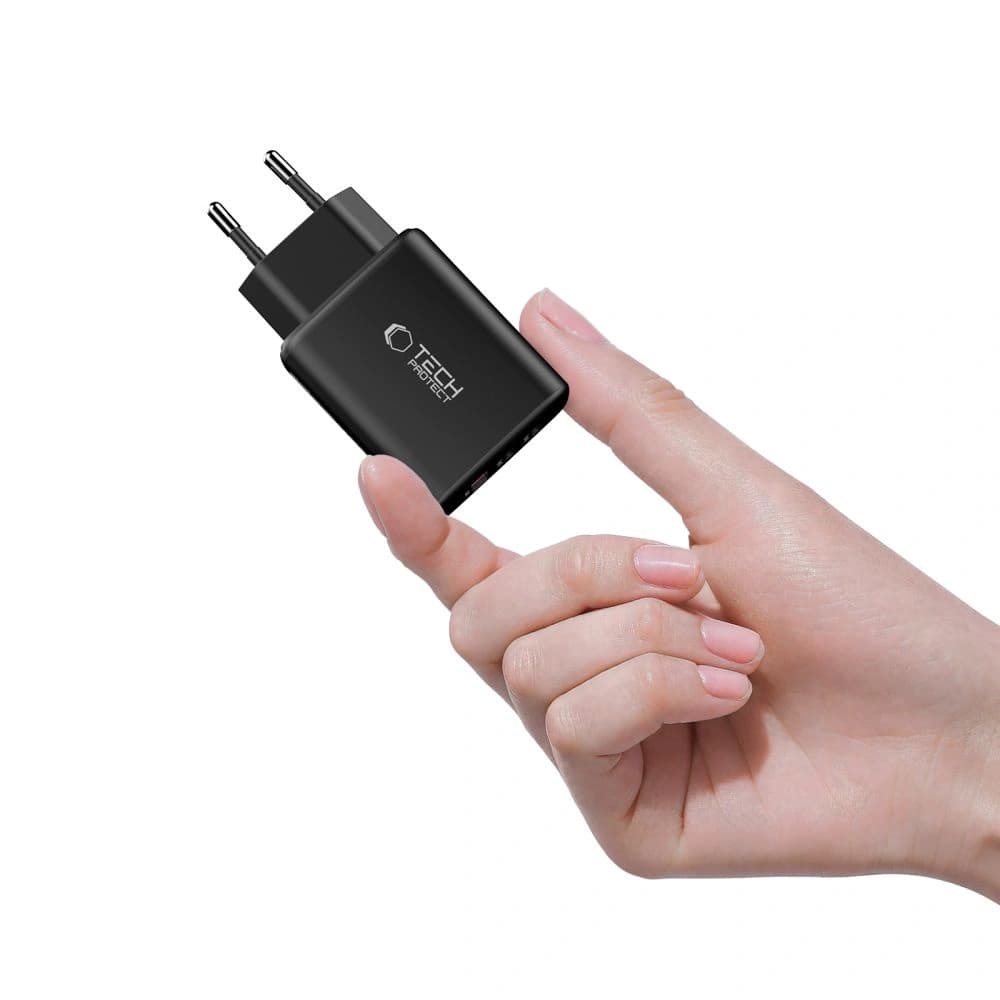 Ładowarka sieciowa Tech-Protect NCA65W-GAN USB-A, 2xUSB-C Network Charger PD 65W / QC3.0 Black - 5