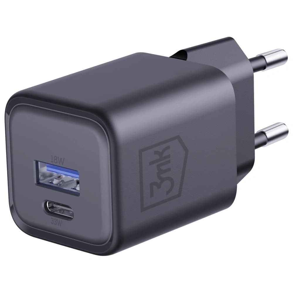 3MK Hyper Charger PD 33W GaN QC4+ PPS AFC FCP SCP USB-A + USB-C black wall charger - 6