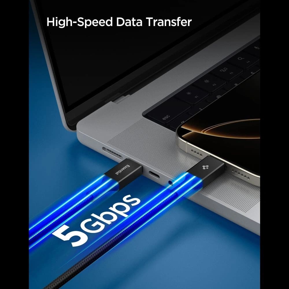 Spigen EB10015CC Essential USB-C Kabel 100W 150cm Schwarz
 - 6