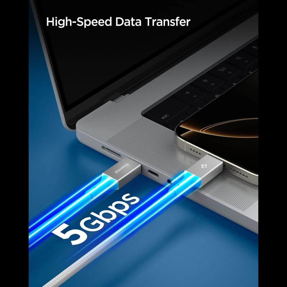 Spigen EB10015CC Essential USB-C Kabel 100W 150cm Weiß
 - 6