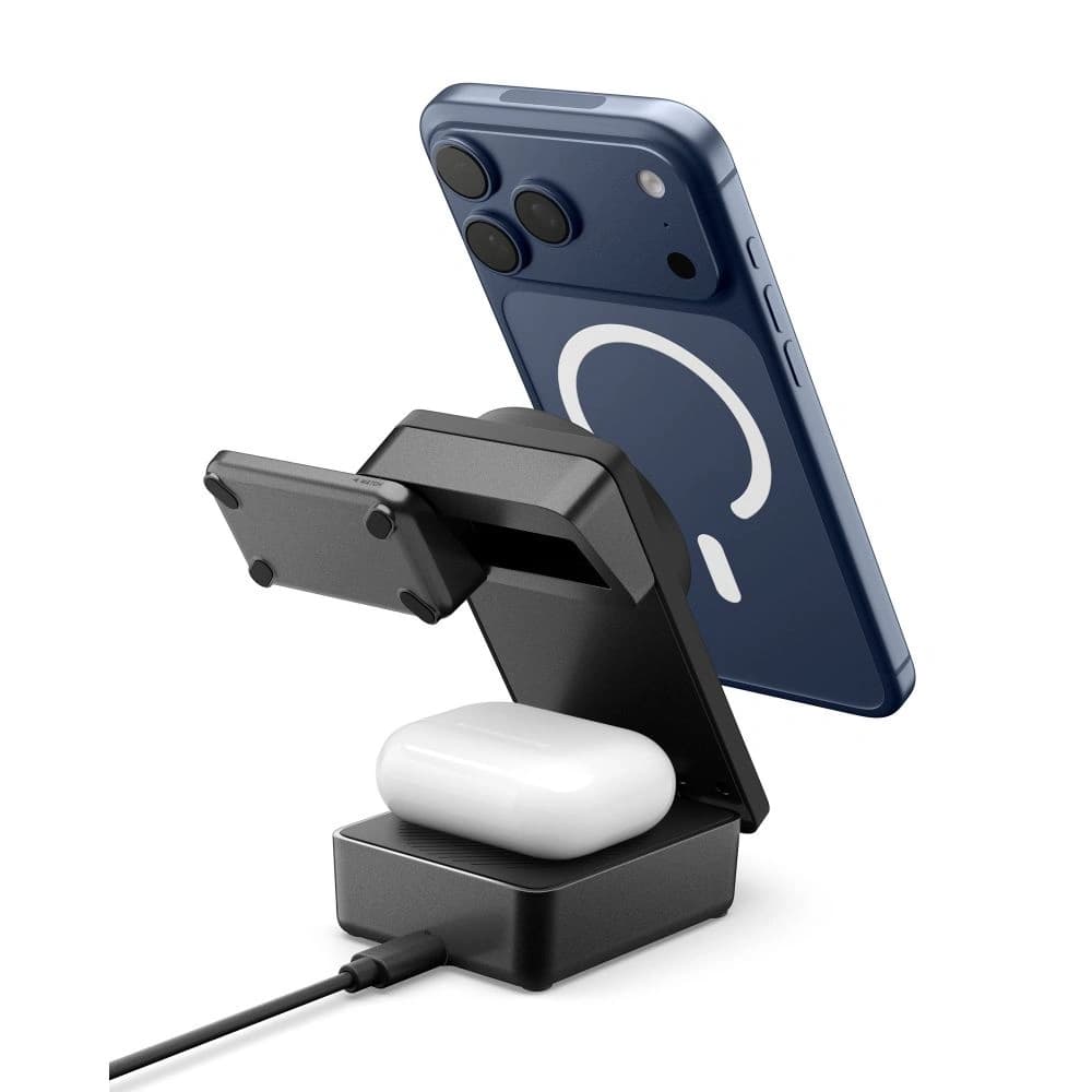 Spigen EF323MQ Essential 3in1 Magnetic MagSafe Wireless Charger 25W Qi2.2 Black - 3