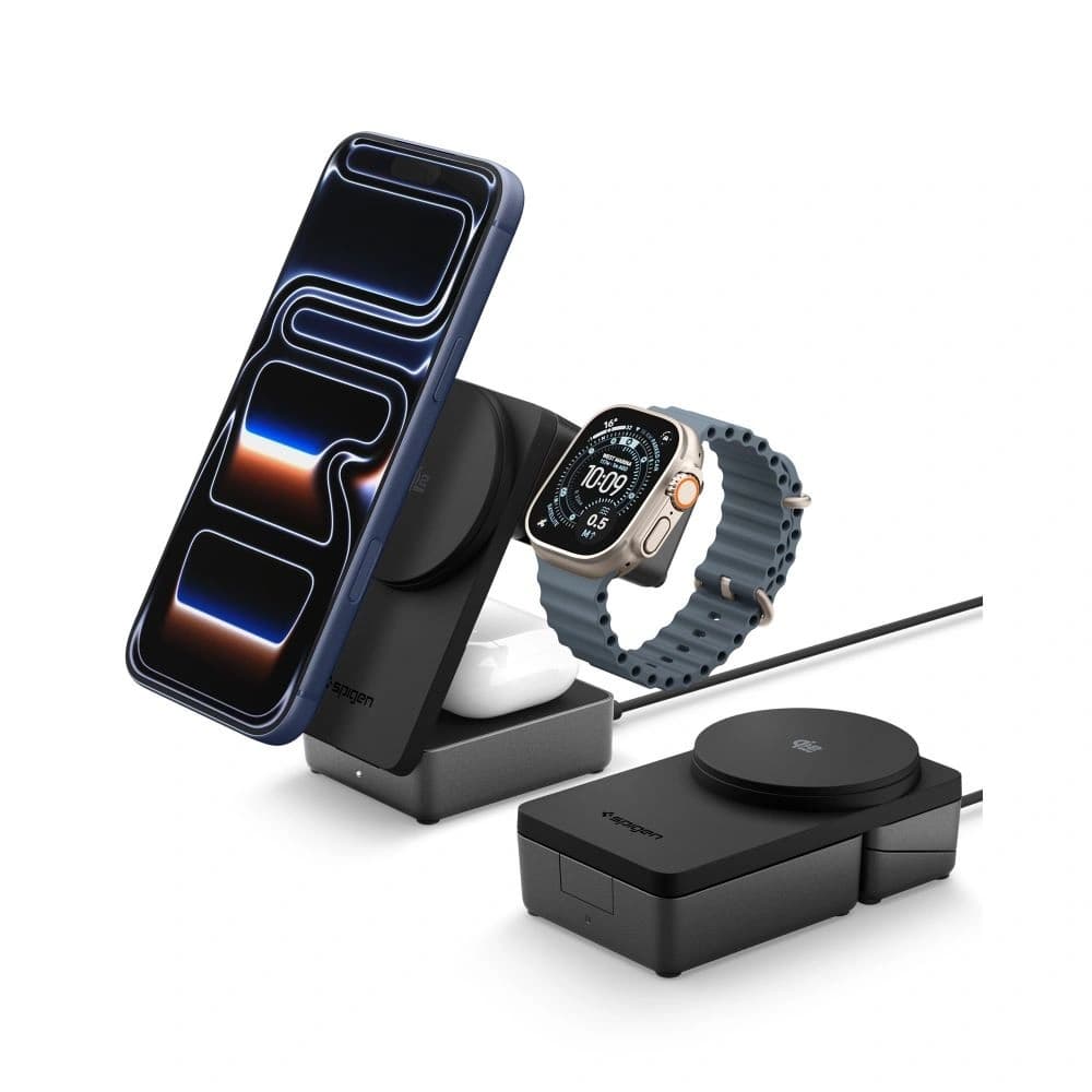 Spigen EF323MQ Essential 3in1 Magnetic MagSafe Wireless Charger 25W Qi2.2 Black - 6