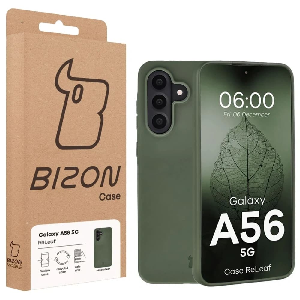 Etui z recyklingu Bizon Case ReLeaf do Samsung Galaxy A56 5G ciemnozielone - 6