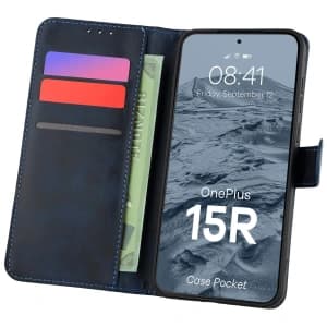 Etui z klapką Bizon Case Pocket do OnePlus 15R granatowe
