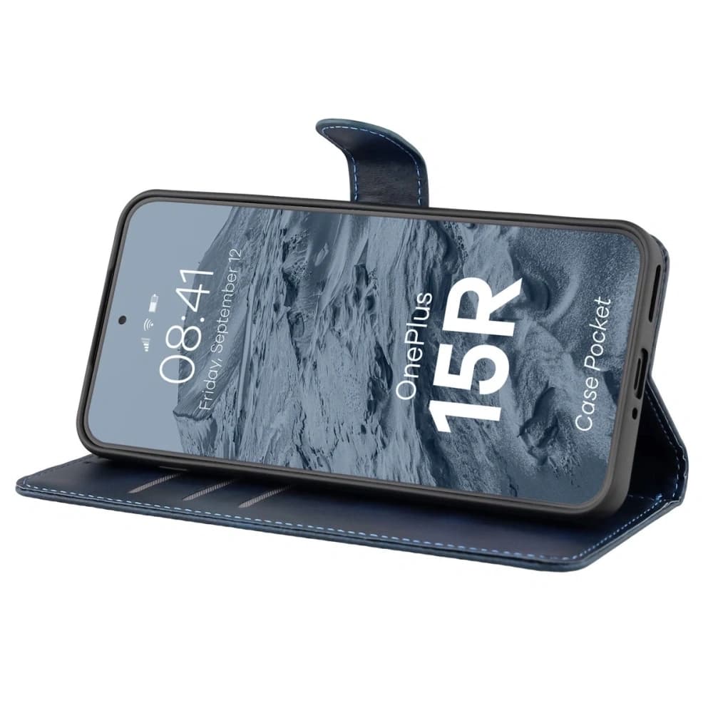 Etui z klapką Bizon Case Pocket do OnePlus 15R granatowe - 5